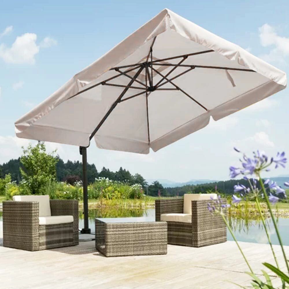 Ombrellone Giardino Decentrato Roma Flap 3x4 Alluminio Inclinabile Girevole Ecru