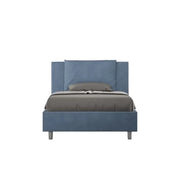 Letto una piazza e mezza contenitore imbottito 120x210 microfibra blu Antea