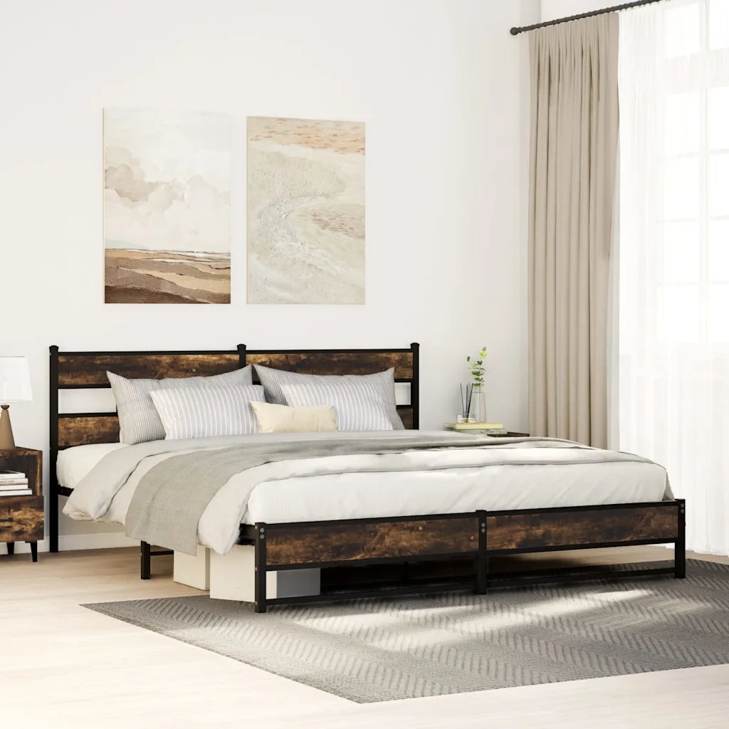 Giroletto senza Materaso in Metallo Rovere Fumo 180x200 cm 3308486