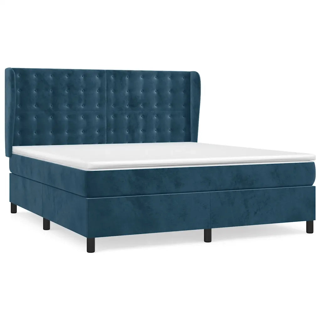Giroletto a Molle con Materasso Blu Scuro 160x200 cm in Velluto 3129463