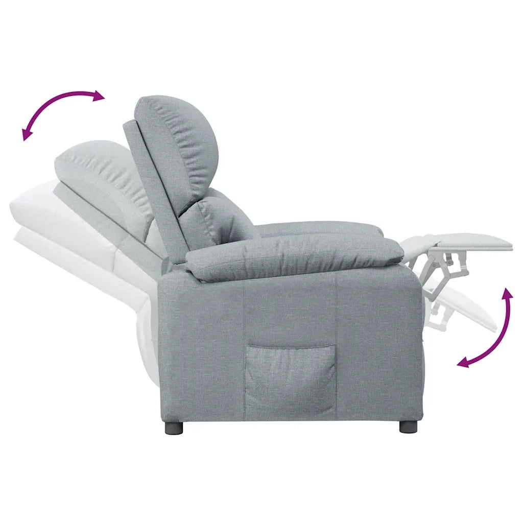 Divano Sedia-Poltrona Reclinabile in Tessuto Grigio Chiaro 952233