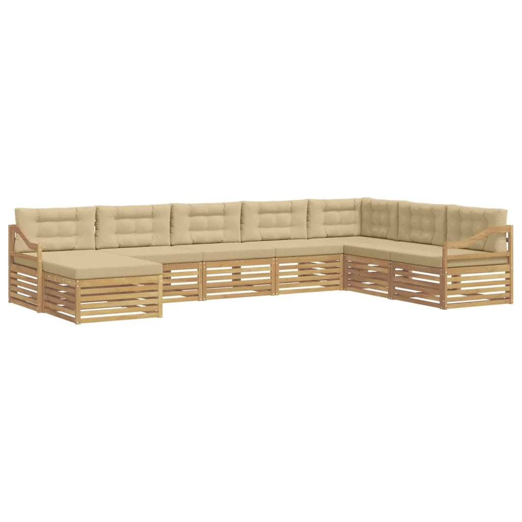 Set di divani da esterno 8 pcs Bianco e Beige Poliestere
