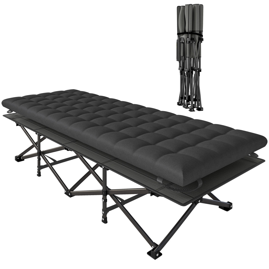 Letto Pieghevole con Materasso Oxford 600D e Testiera ¨C Zephmum ¨C 200 kg Nero