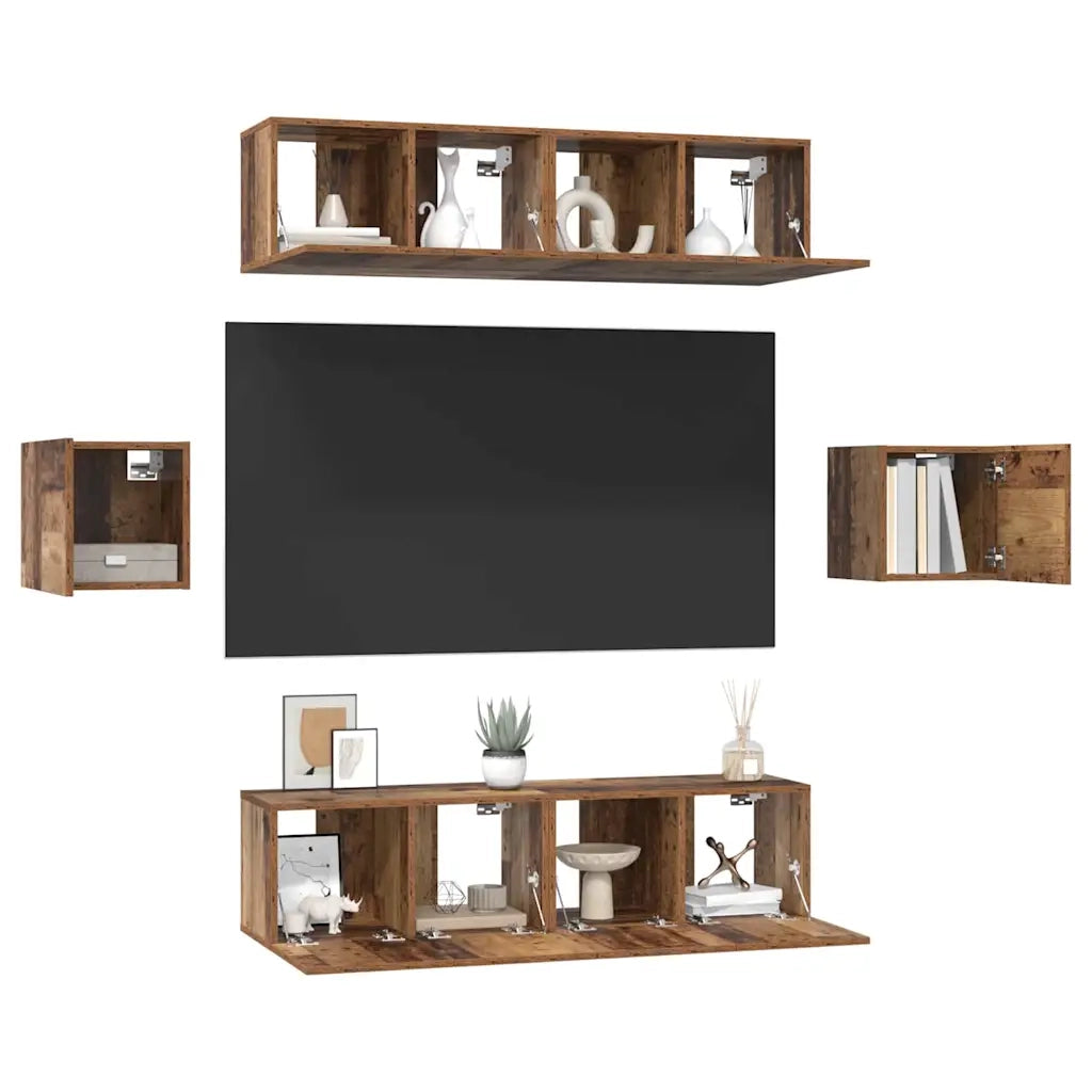 Set mobile TV 6 pcs Legno vecchio Legno multistrato 3393399