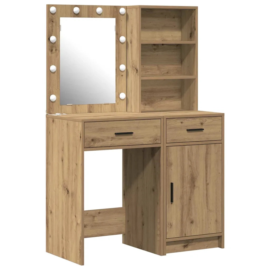 Set da tavolo da trucco con LED 2 pcs Rovere artigianale 3334280