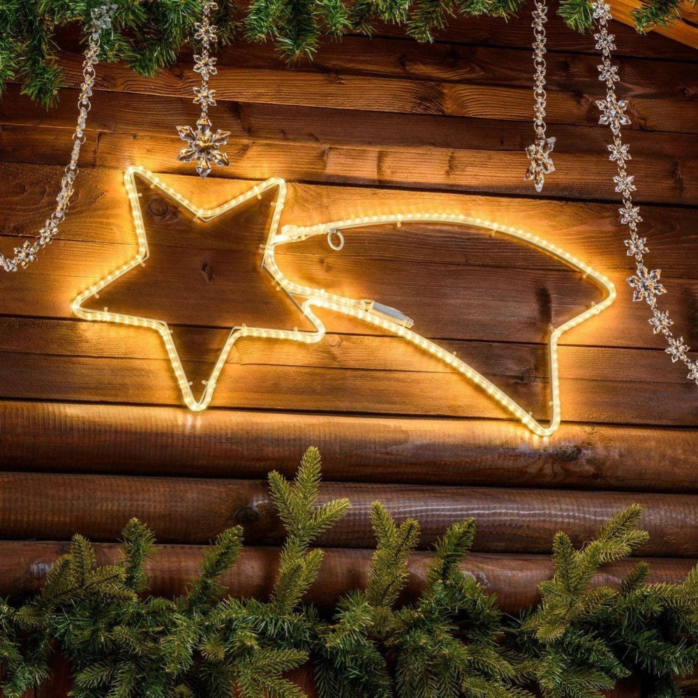 Trade Shop - Stella Cometa Luminosa 65 Cm In Tubo Luminoso A Led Bianchi Luce Bianca Calda -