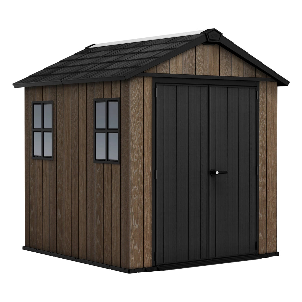 Mattoon, Casetta da Giardino Pavimento Rialzato, Modulabile, Lucchettabile, 224x230x246h cm Marrone Noce