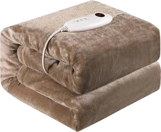 Deken Elettrico 2 Persone - Deken di Riscaldamento - 130x180 cm - Lavabile in Macchina - Marrone