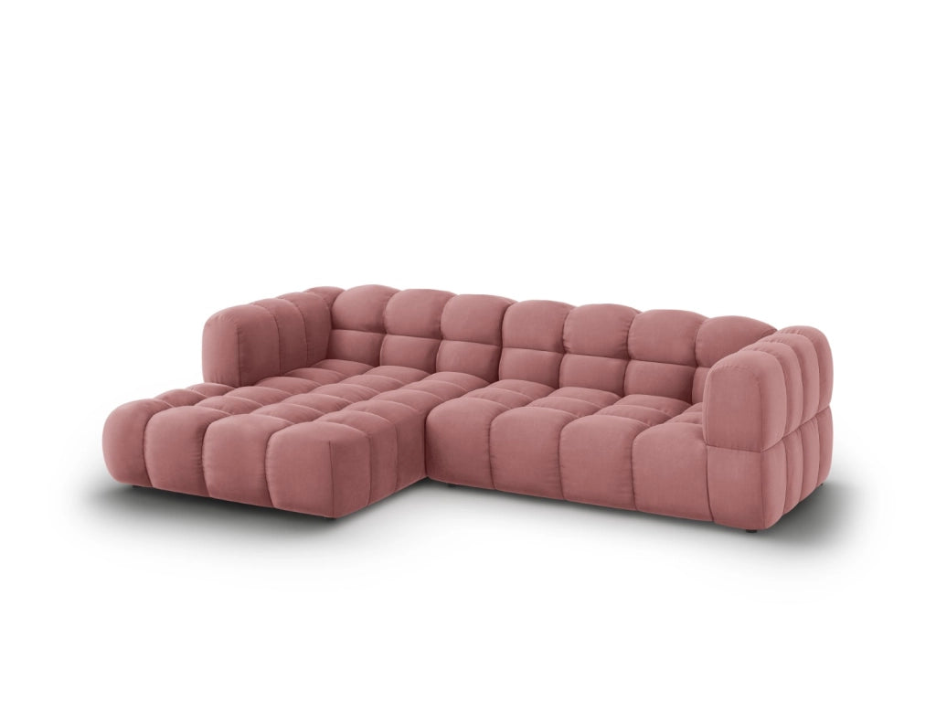 Cosmopolitan Design - Divano angolare modulare sinistro "Sky" 4 posti in velluto salmone 