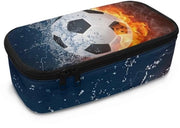 Etui personalizzato per bambini, grande organizzatore per la scuola con scomparti, stampa a fuoco di un pallone da calcio, organizzatore per zaino in unico formato