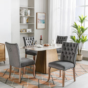Sedia da pranzo in velluto con schienale ergonomico, anello decorativo e borchie, Grigio 49 × 63 × 95 cm