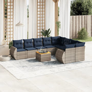 Set Divani da Giardino 10 pz con Cuscini Grigio in Polyrattan 3225165