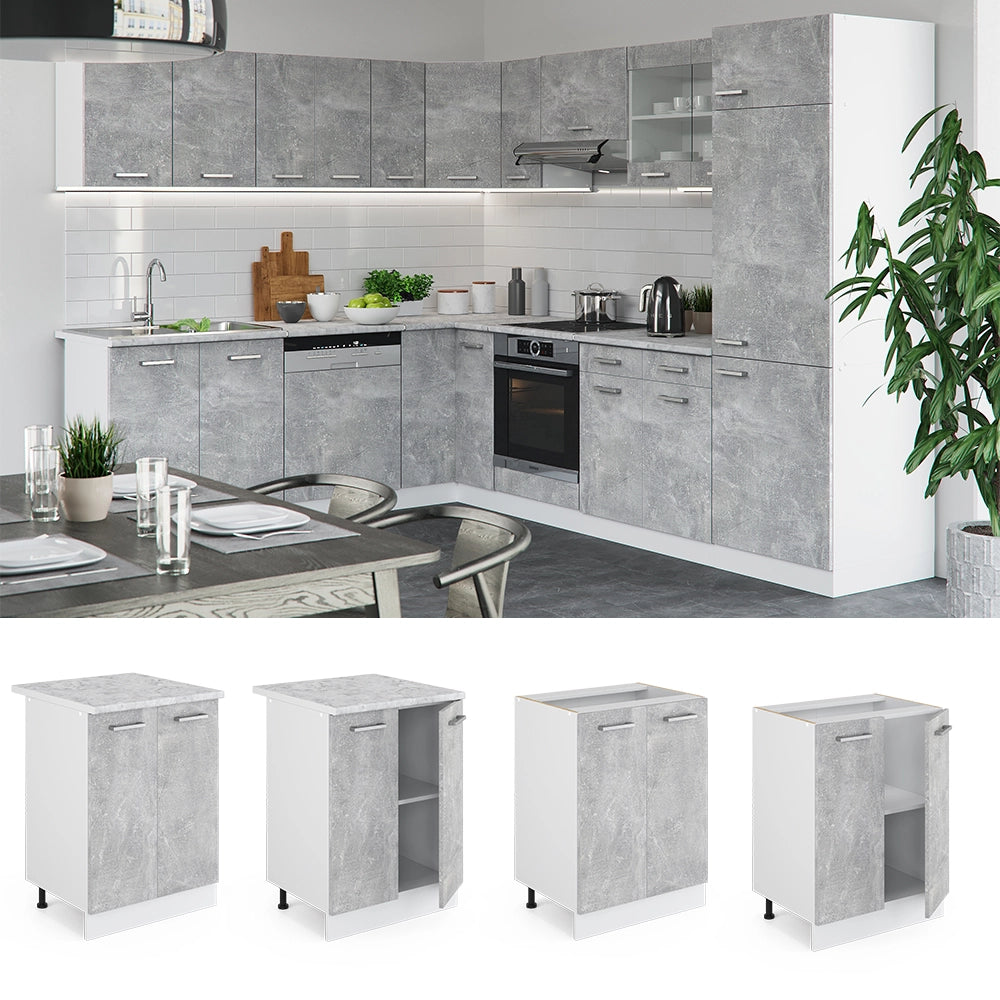 Vicco Mobiletto base cucina Calcestruzzo 60 cm senza piano di lavoro