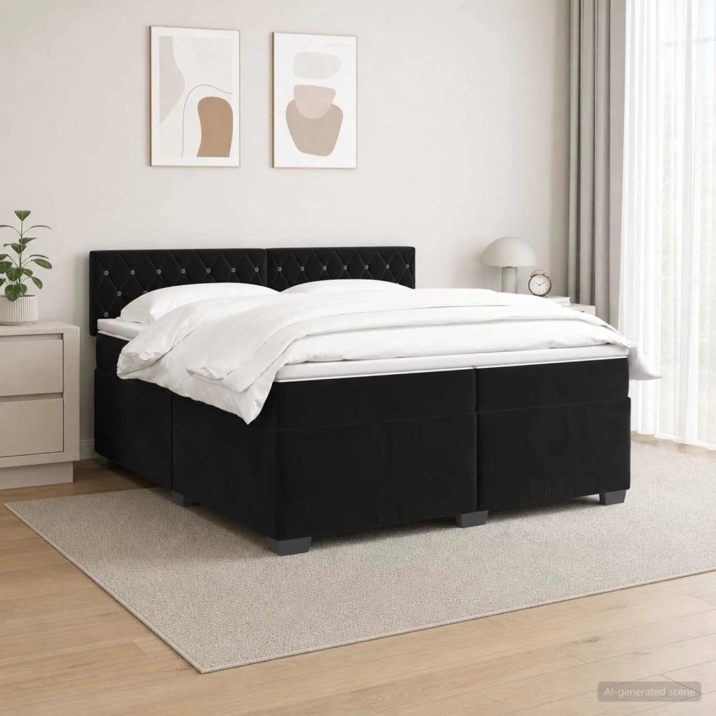 Letto con Box Spring, Materasso e LED Nero 200 x 200 cm Velluto 3452242