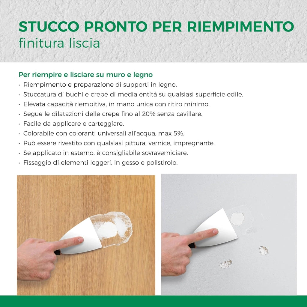 Aguaplast alto riempimento pasta stucco per muro e legno 1 kg
