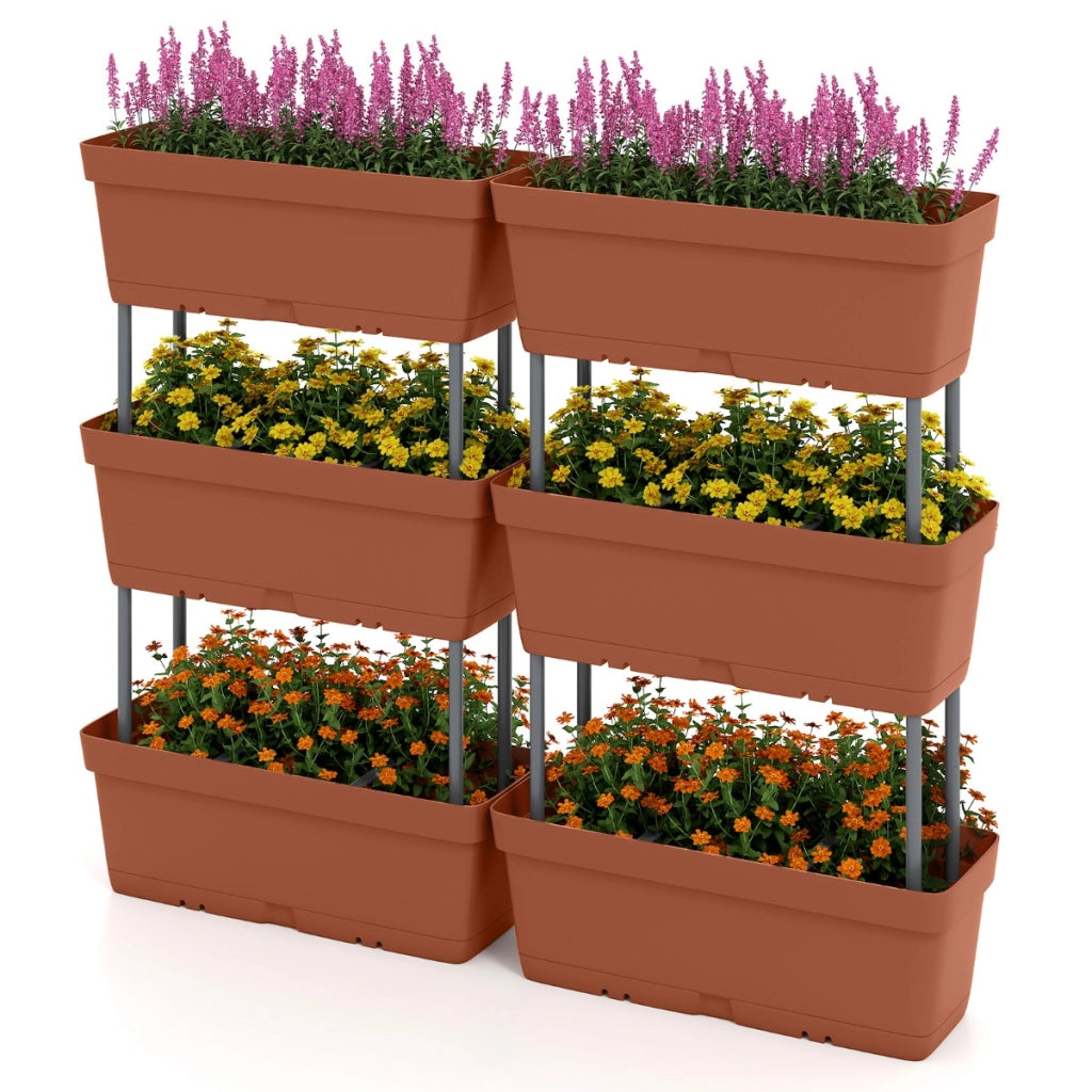 Torre di fioriere per verdure erbe fiori per interni ed esterni per patio, 6 PZ fioriere da giardino disposizione fai da te Rosso