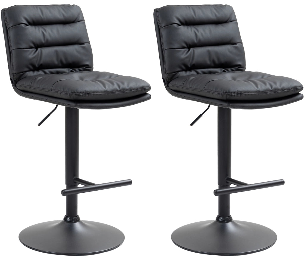 Set di 2 sgabelli da bar Damar in ecopelle nera 1