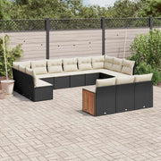 Set Divani da Giardino 13pz con Cuscini Nero in Polyrattan 3228135