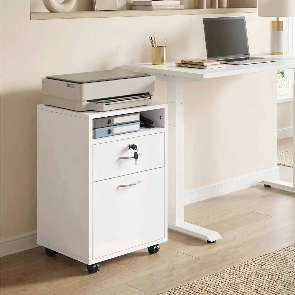 Cassettiera da Ufficio con Serratura ¨C Zephmum ¨C Bianco 40x35x60 cm