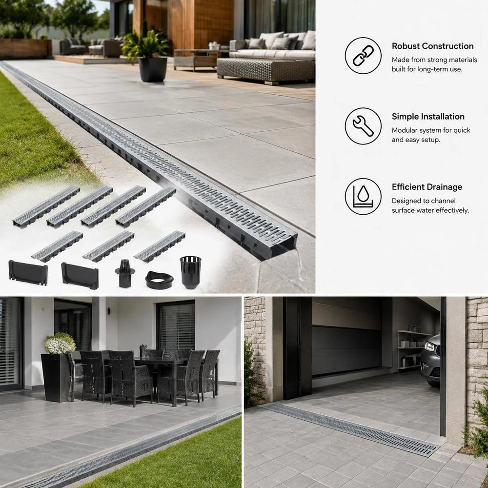 Drainage Channels, 6 Pcs. Galvanized Steel, 6 M