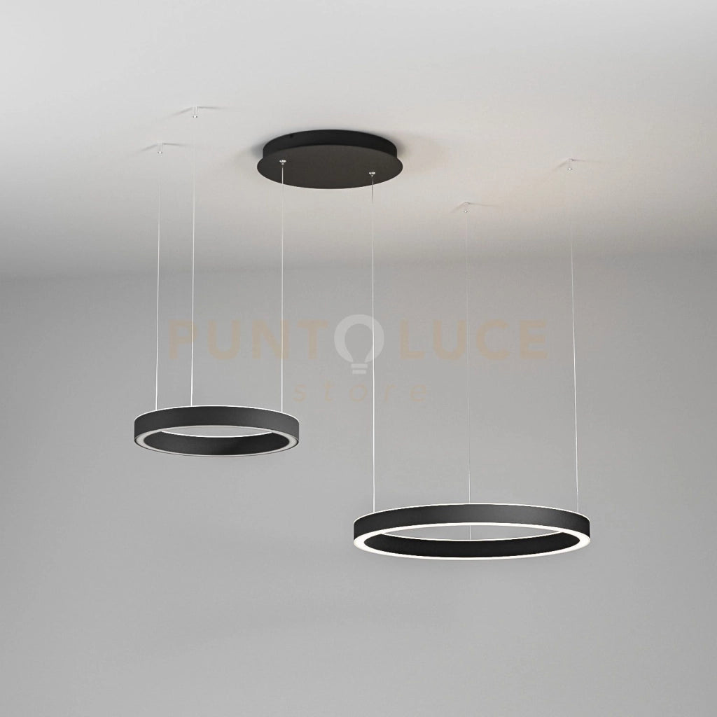 CRISEIDE S/2D - LAMPADARIO A SOSPENSIONE 2 LUCI LED 3000K 3000LM 60W(25W+35W) DIMNERABILE  NERO