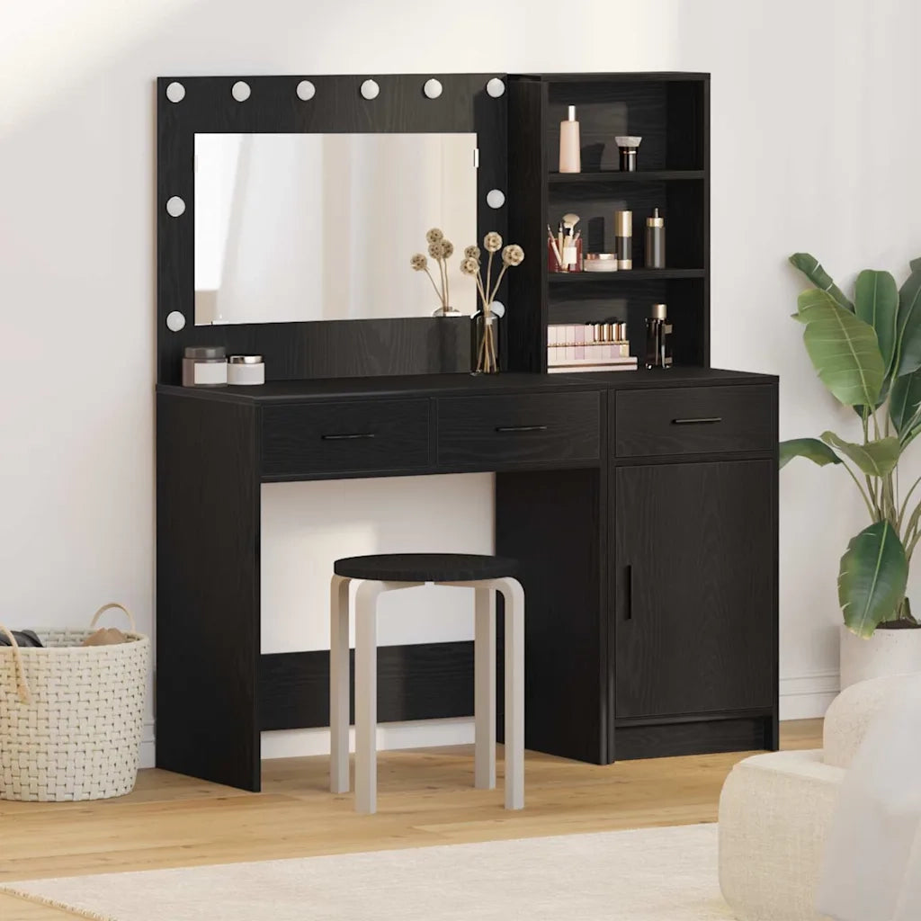 Tavolo da Trucco con cassetto 2 pcs Nero Legno multistrato 3334264