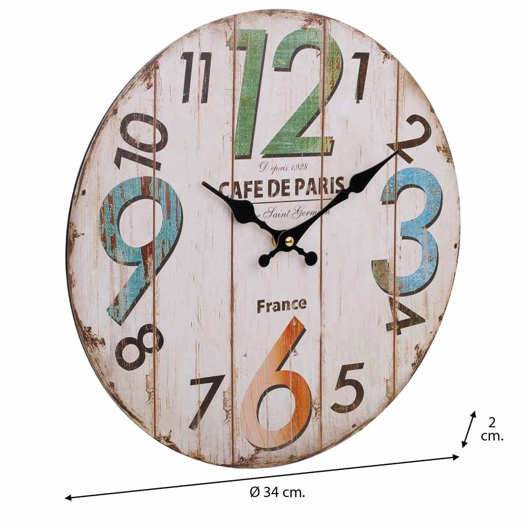 Orologio da parete in legno bianco 34x34x2cm