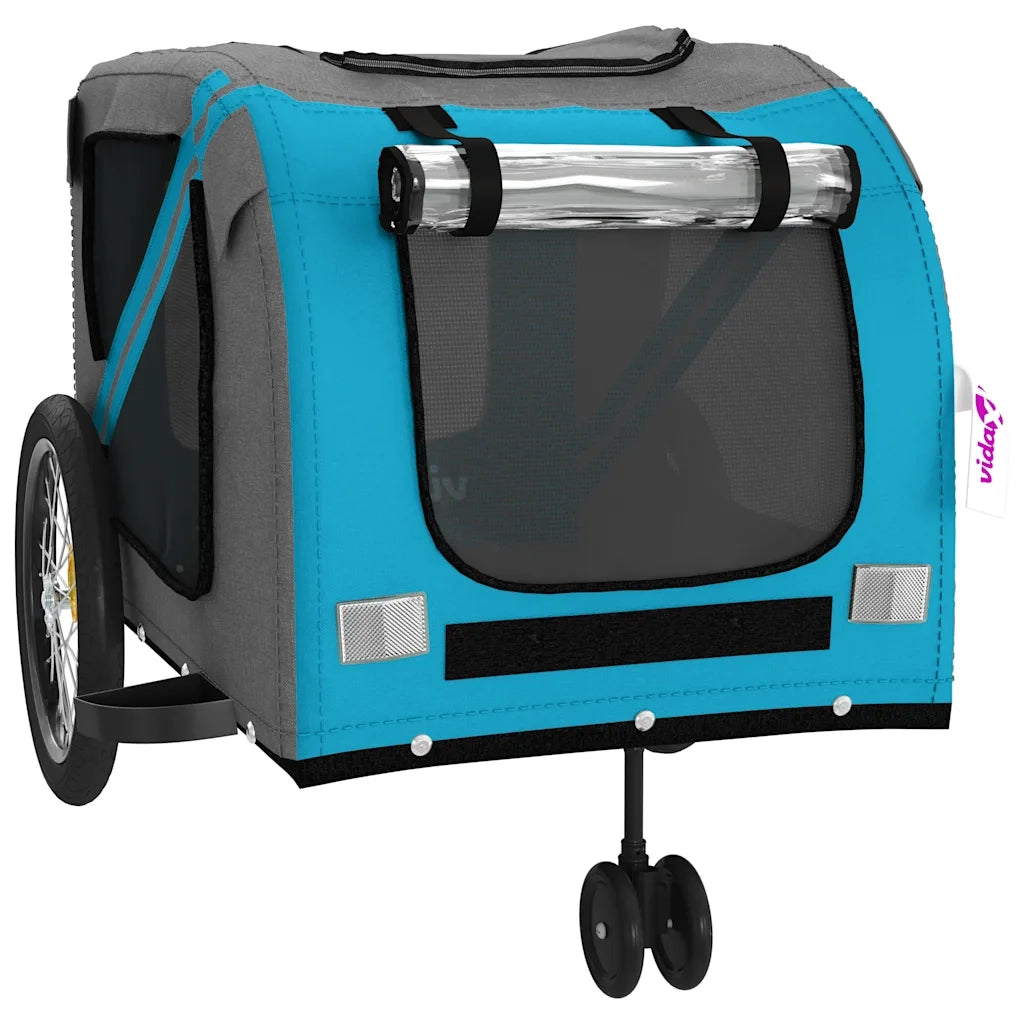 Rimorchio da Bici per Animali Blu e Grigio Oxford e Ferro CFW9470782