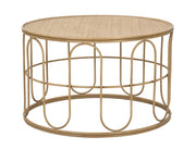 Tavolino Basso Ø80x50 cm in Metallo Piano in Rattan