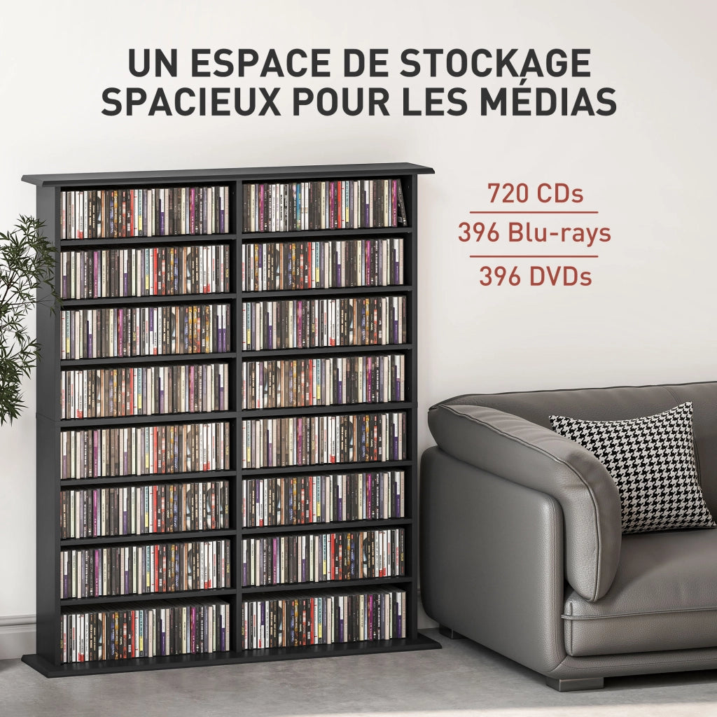 Libreria per CD DVD ¨C Xylo ¨C 16 scomparti 12 ripiani regolabili nero 720 CD 396 DVD Blu-ray