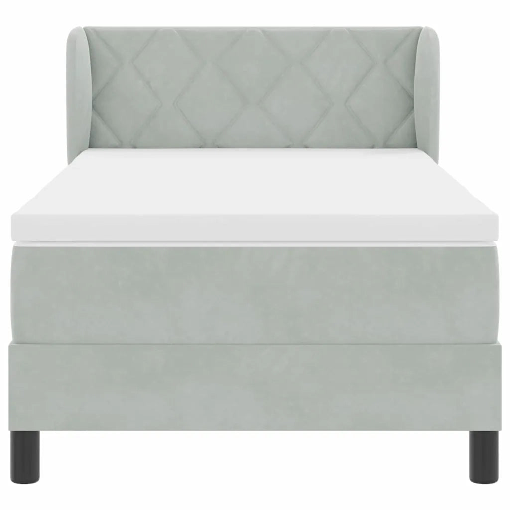 Letto a molle con testiera Grigio chiaro 90 x 190 cm Velluto 3340418