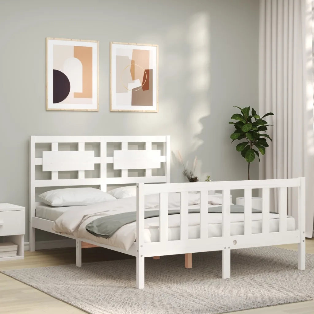 Giroletto senza Materasso-Struttura Letto Bianco 120x200 cm Legno Massello Pino 468887