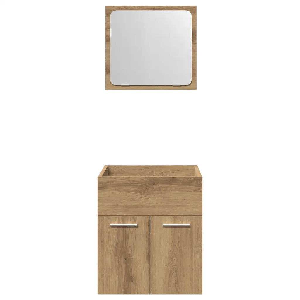 Set Mobili da Bagno 2 pz Rovere Artigianale Legno Multistrato
