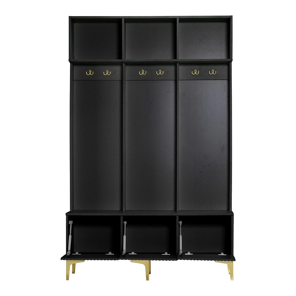 Armadio con panchina - Xylo - 120x235x1915 cm - Nero - 6 ganci multifunzionale