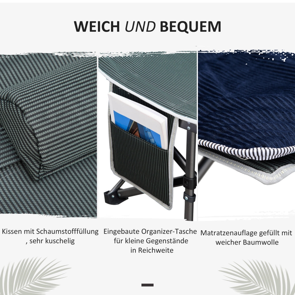 Letto da campo pieghevole con cuscino ¨C zephmum ¨C blu scuro grigio 188x64.5x53 cm