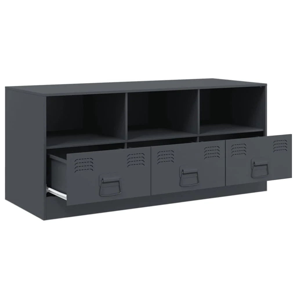 Mobile TV multimediale mensola TV credenza TV adatto per sala da pranzo soggiorno camera da letto antracite 99 x 39 x 44 cm acciaio antracite 02_0026408