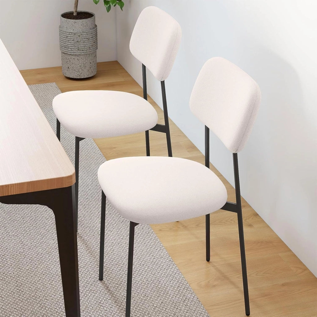 Set di 4 sedie da pranzo moderne con seduta e schienale imbottiti in lino, telaio in metallo, seduta imbottita, carico fino a 150 kg, per casa e ristorante