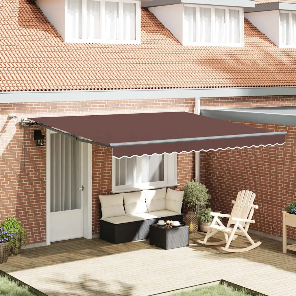 vidaXL Tenda da Sole Retrattile Automatica con LED Marrone 400x300 cm