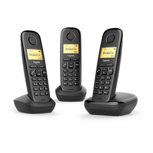 Telefono cordless gigaset a170 trio l36852h2802k111 black dect displ. alfanum. monoc., id chiamate, 10 suonerie, rubrica 50 nomi - A 170 TRIO