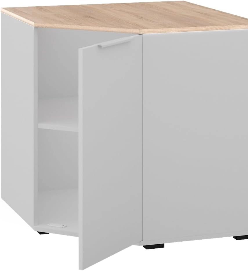 Credenza Betti, Bianco/Sonoma, 77.9 x 77.9 cm con 1 porta, per riporre abiti e oggetti di uso quotidiano