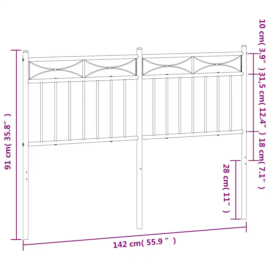 Testiera di Ricambio in Metallo Nero 135 cm 373723
