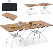 Tavolo da campeggio allungabile 2 in 1, pieghevole, con struttura in alluminio e legno, 120 x 60 cm, con borsa per il trasporto