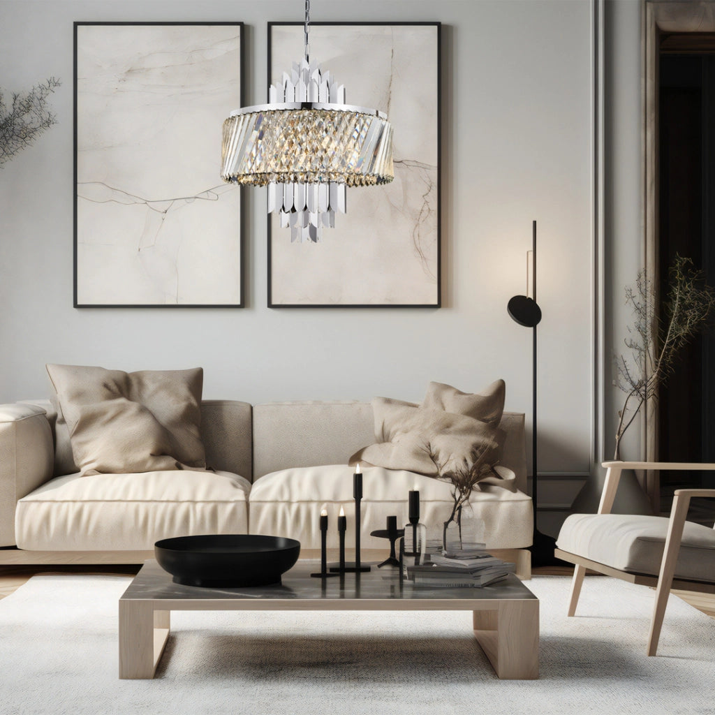 Lampadario cristallo glamour cromato Margot 9xE14 Milagro