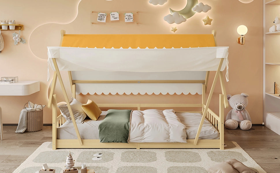 letto in legno bianco e naturale 90 x 200 cm