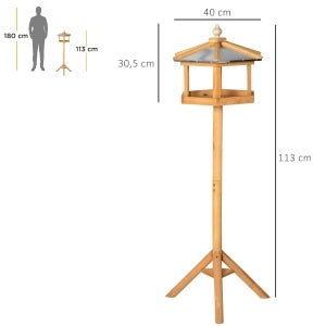 Casetta per uccelli da giardino con supporto e tetto in lamiera, 110 cm, legno naturale