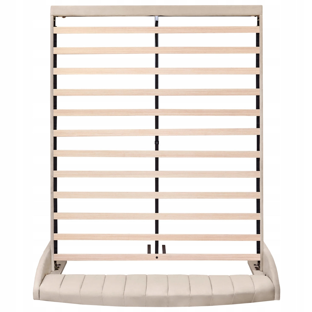 Letto matrimoniale 160x200 - Xylo - Velluto beige, struttura in legno