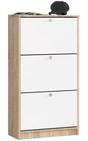 Scarpiera AKORD Sonoma Quercia 60 cm 3 ante inserto frontale Bianco 60x28,5x113 cm
