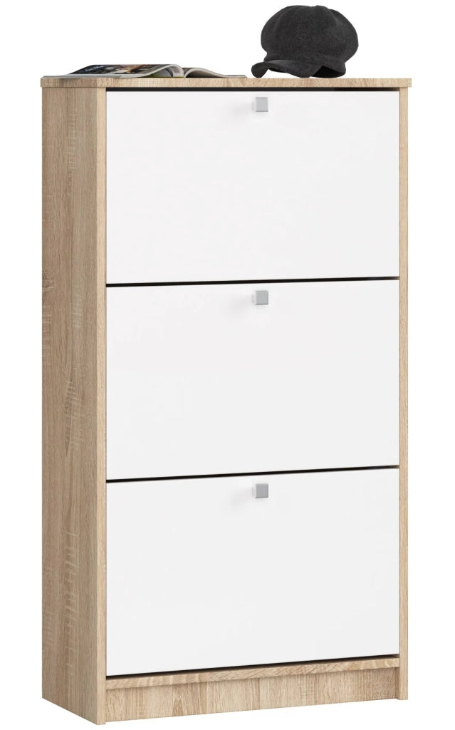 Scarpiera AKORD Sonoma Quercia 60 cm 3 ante inserto frontale Bianco 60x28,5x113 cm
