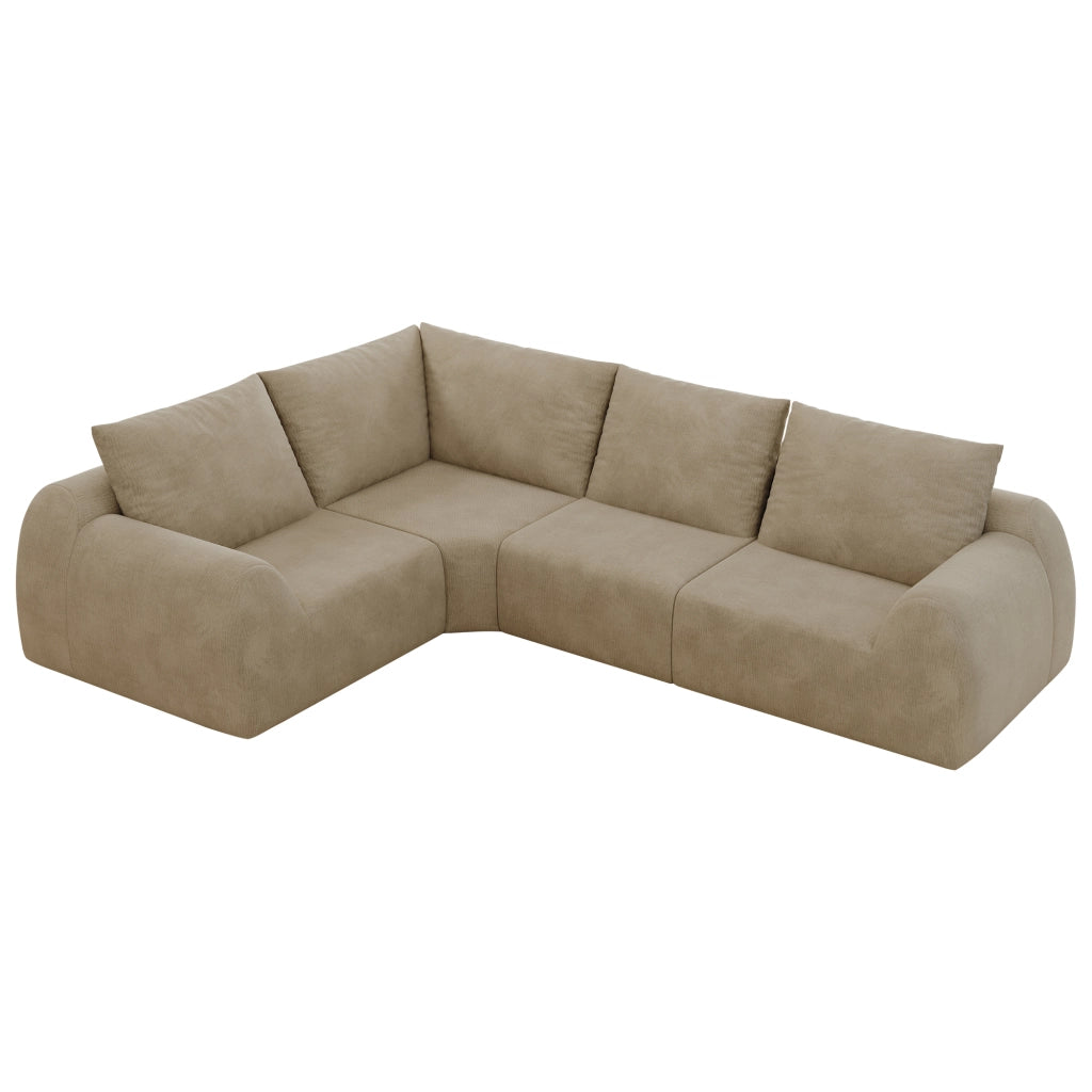 Divano lineare senza montaggio - in tessuto chenille imbottito in schiuma - khaki