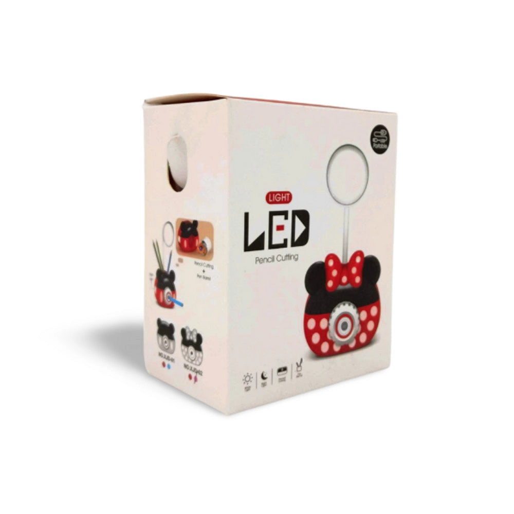Trade Shop - Lampada Da Tavolo Luce A Led 2in1 Con Temperamatite Portapenne Matite Mickey -